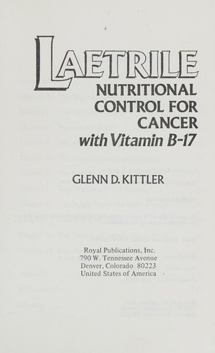 Laetrile, Nutritional Control for Cancer with Vitamin B-17 cover